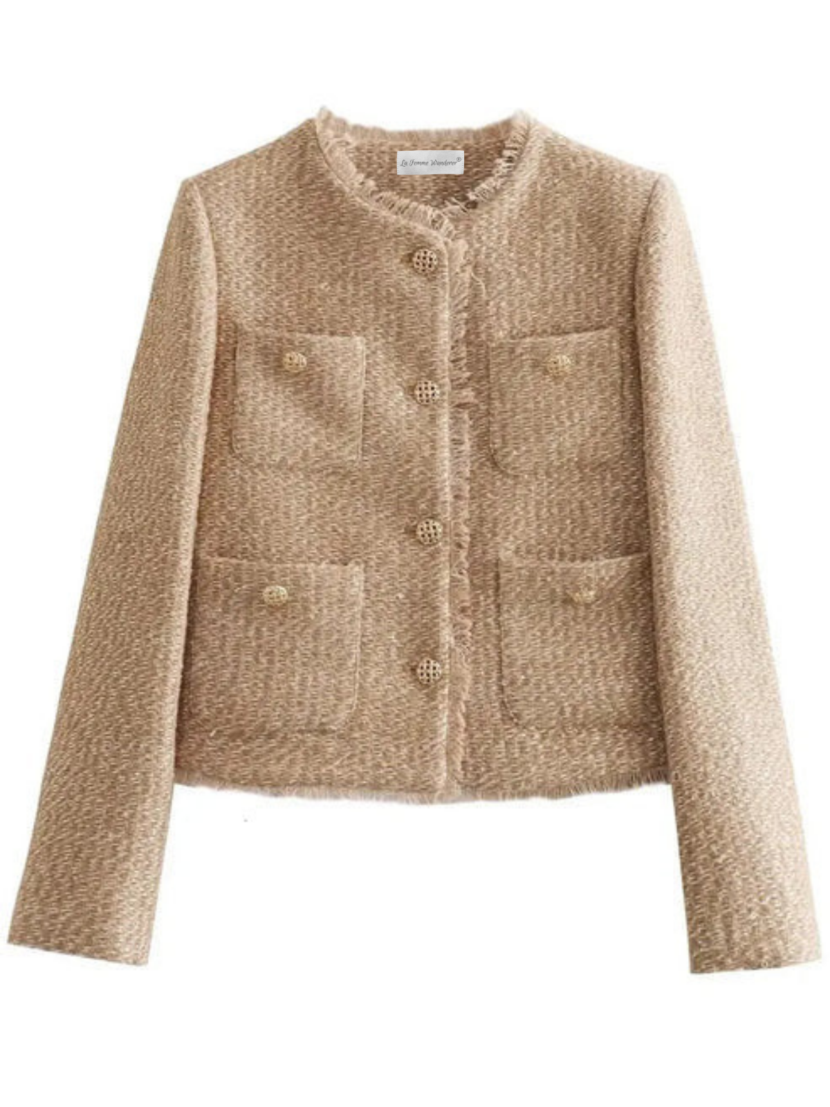 Round Neck Single-breasted Long Sleeve Woolen Coat - LA FEMME WANDERER