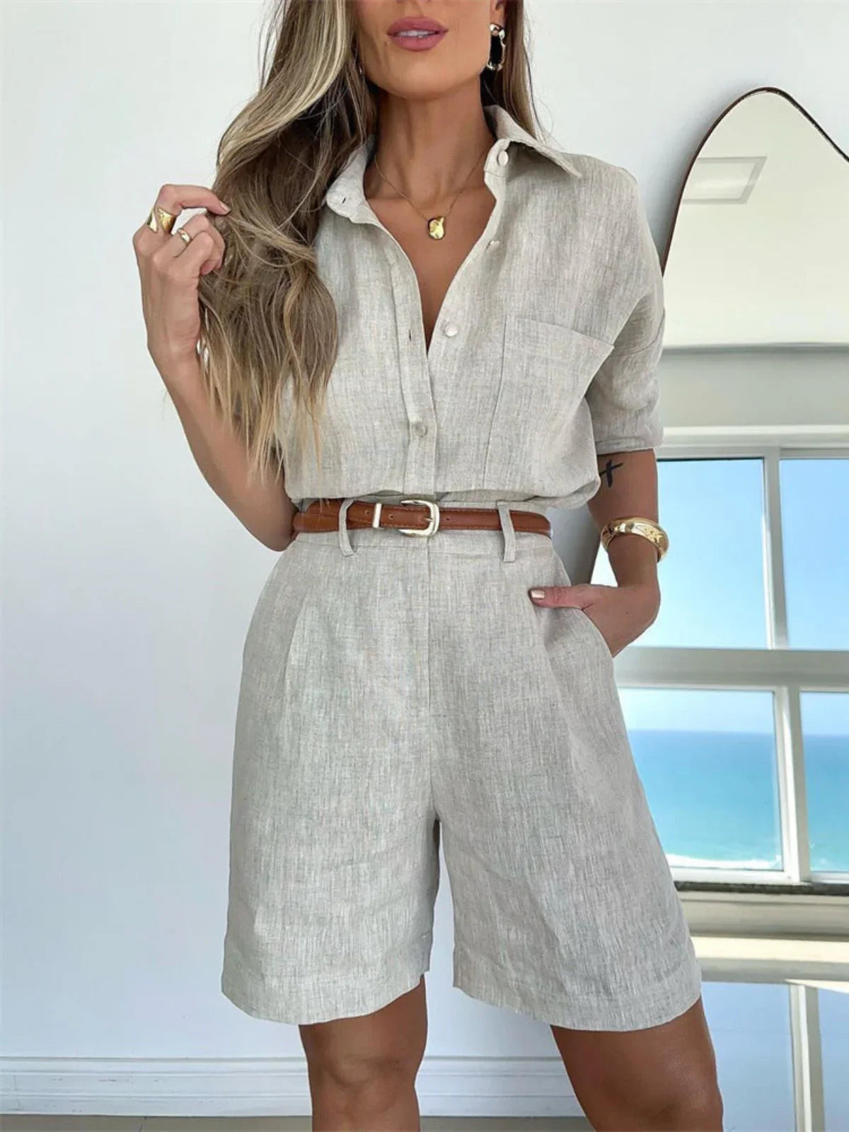 Casual Shorts & Shirt Matching Suit - LA FEMME WANDERER