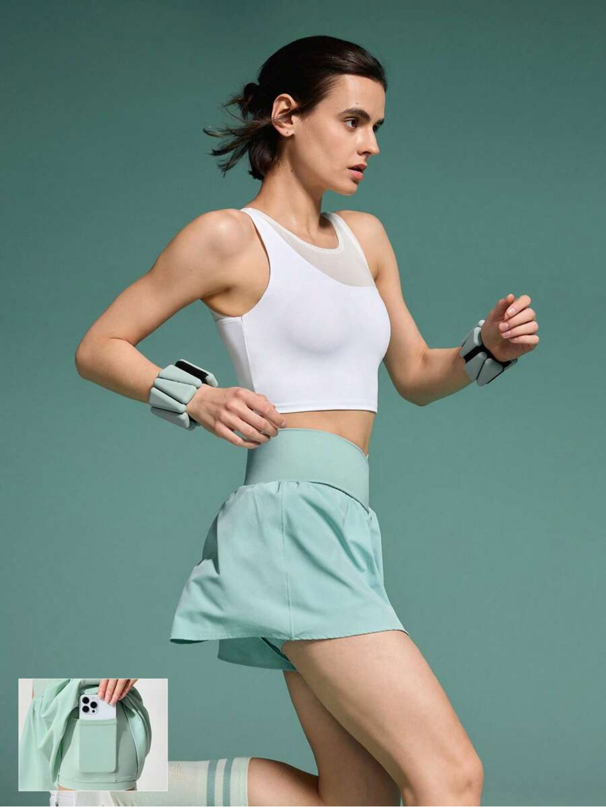 Spodenki do biegania odporne na pot, kieszenie o średnim stanie, szybkoschnące