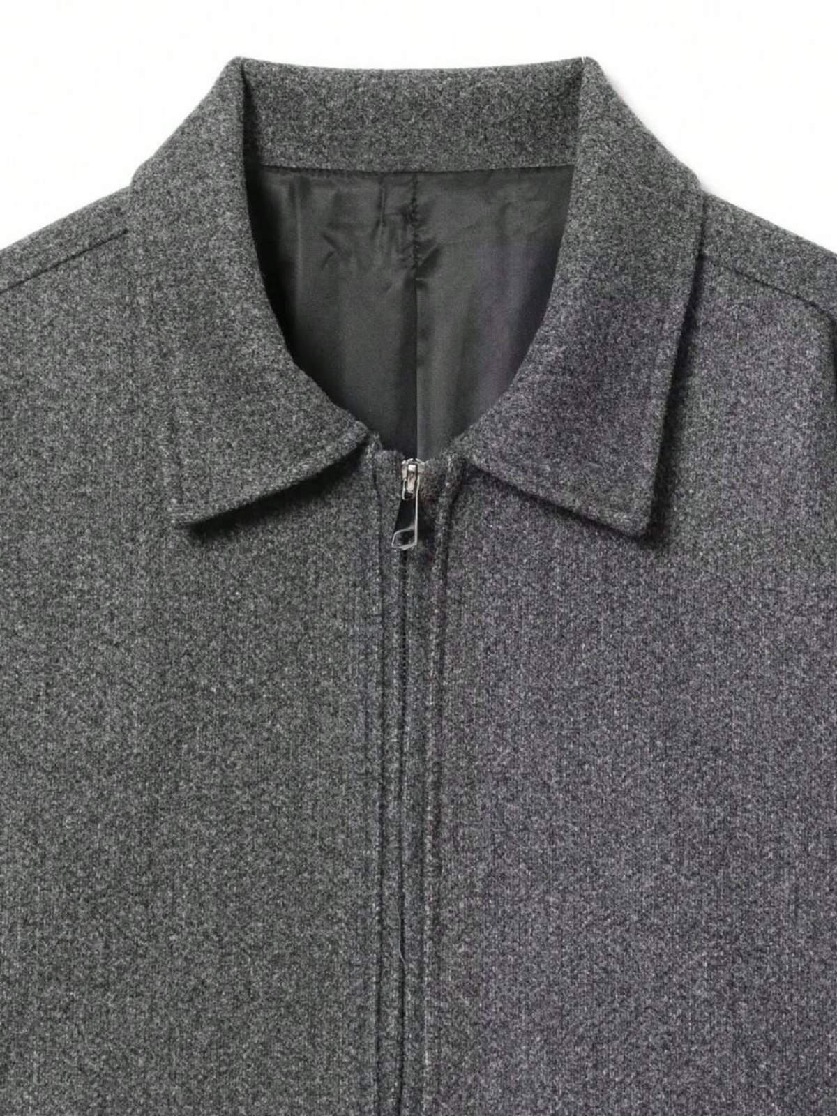 Jesienna minimalistyczna kurtka z mieszanki wełny z zamkiem błyskawicznym i klapami