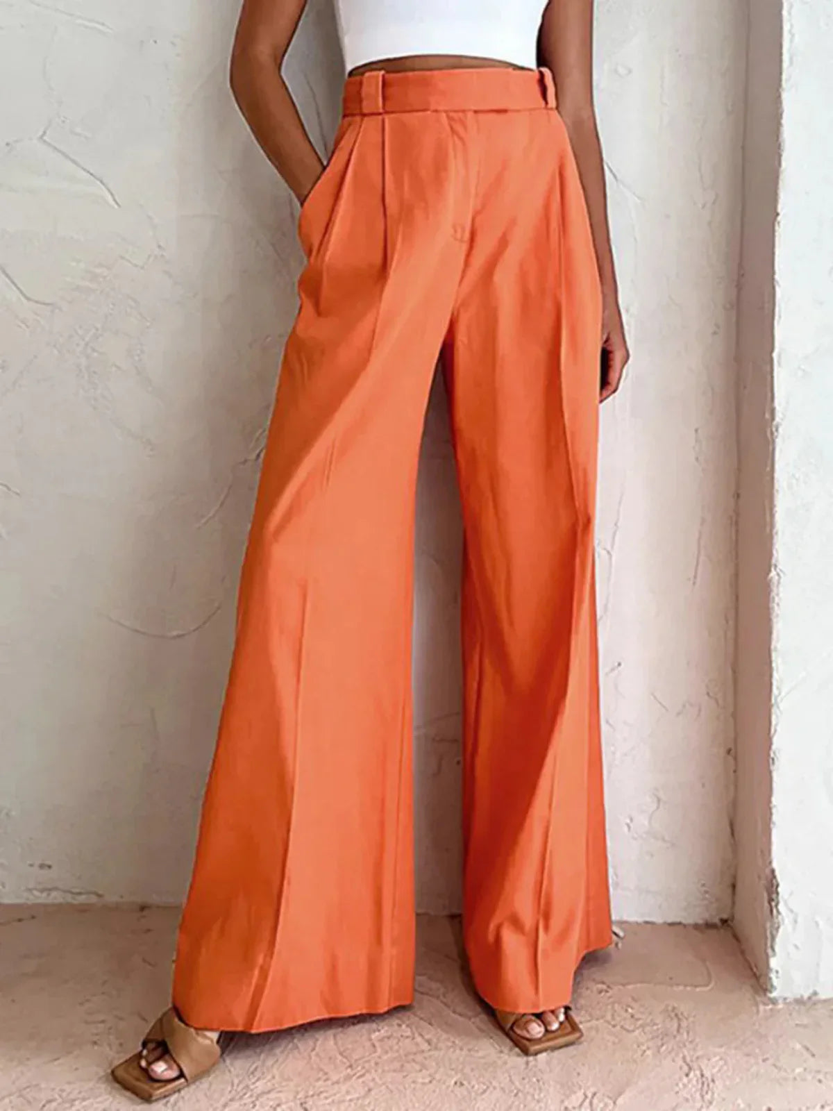Vitamin-C Casual High Waist Wide Leg Pants - LA FEMME WANDERER