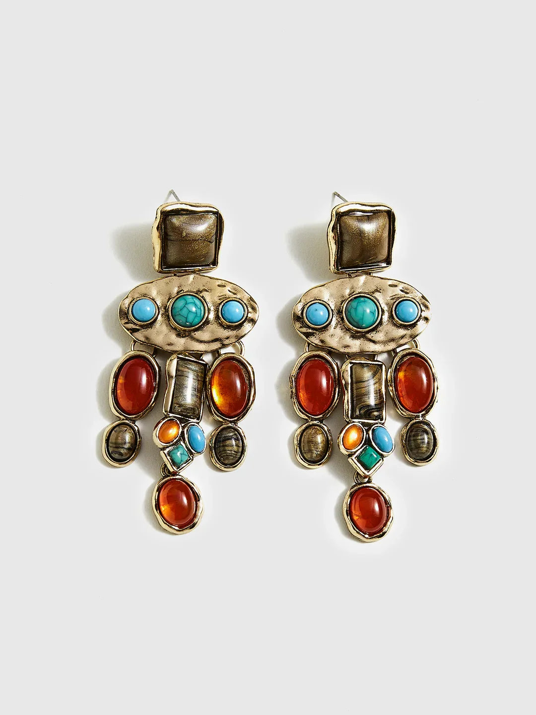 Boho Chic Colorful Gemstones Pendant Earrings - LA FEMME WANDERER
