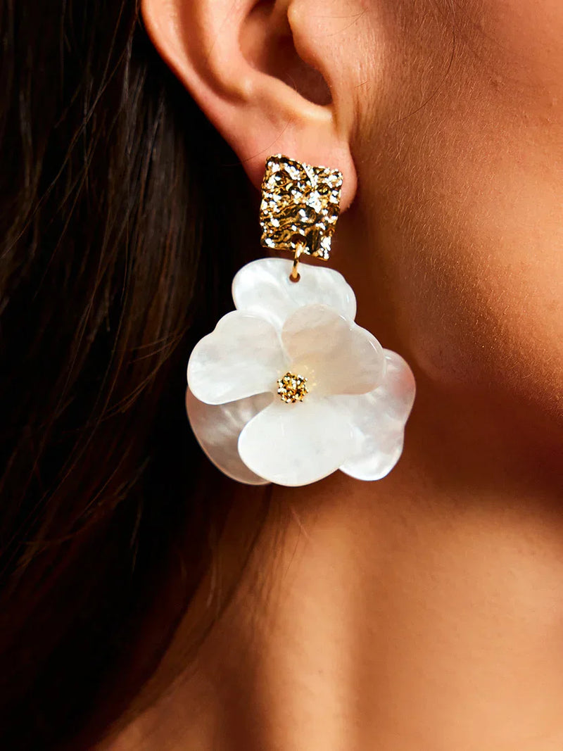 Golden Floral Dangle Earrings