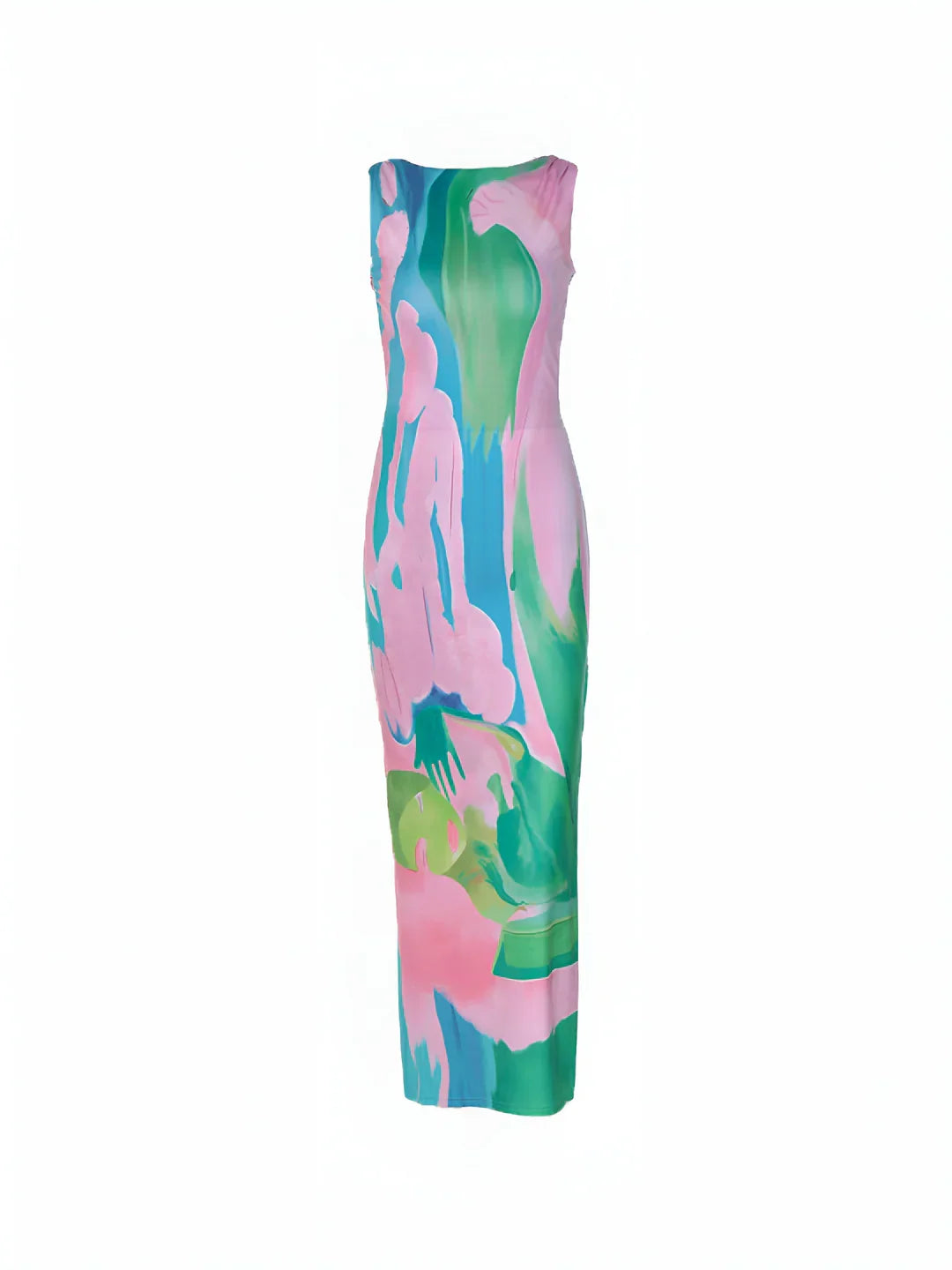 Monet Garden Print Sleeveless Long Dress - LA FEMME WANDERER