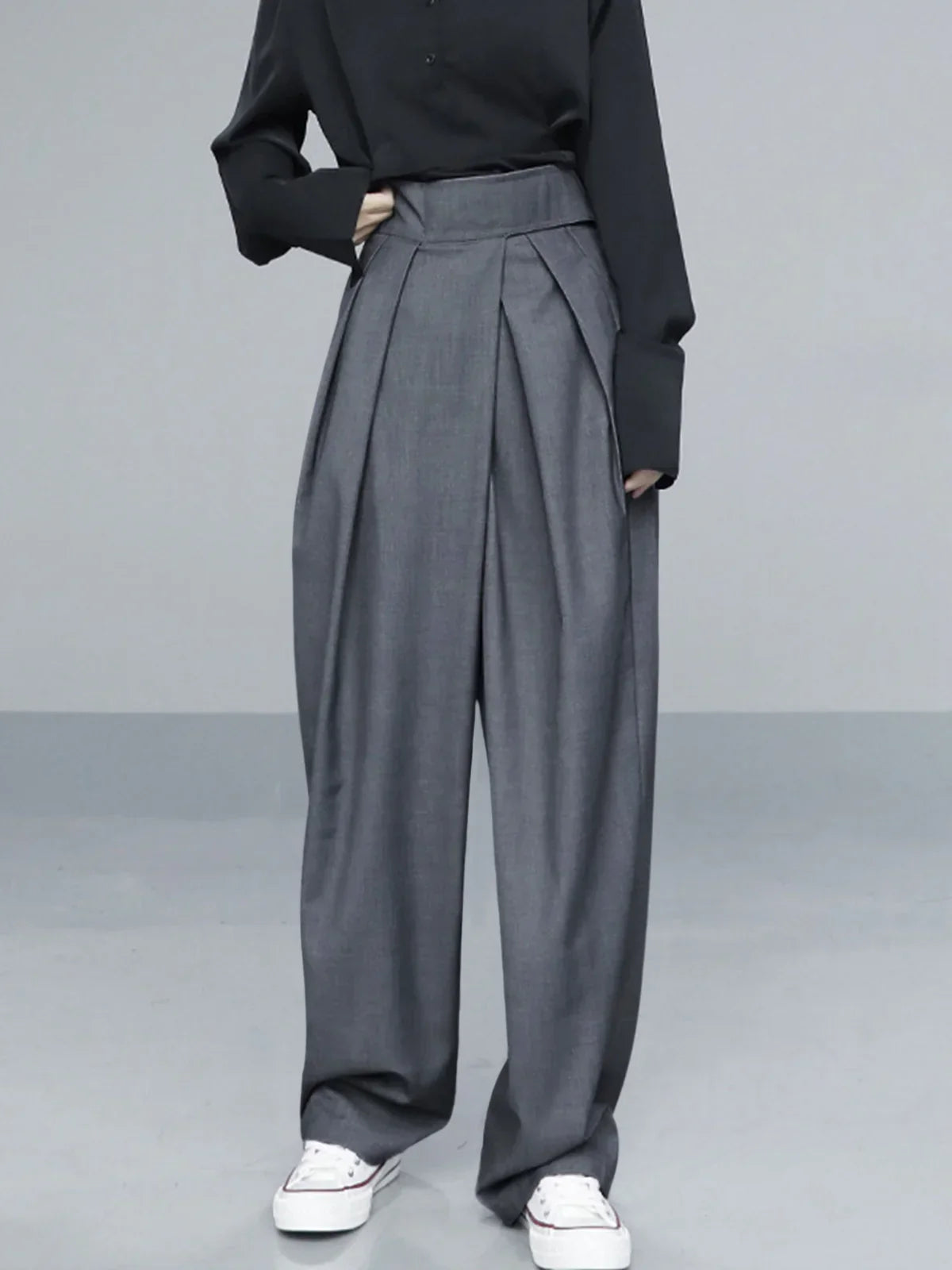 Hook-and-Loop Fastener Wide Leg Velcro Pants - LA FEMME WANDERER
