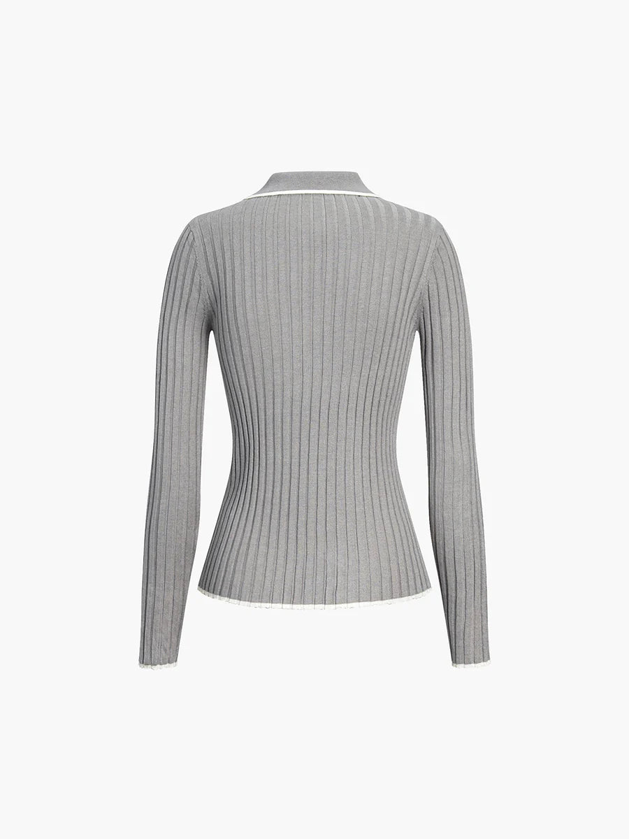 Oldmoney Aesthetics Polo Knit Top - LA FEMME WANDERER