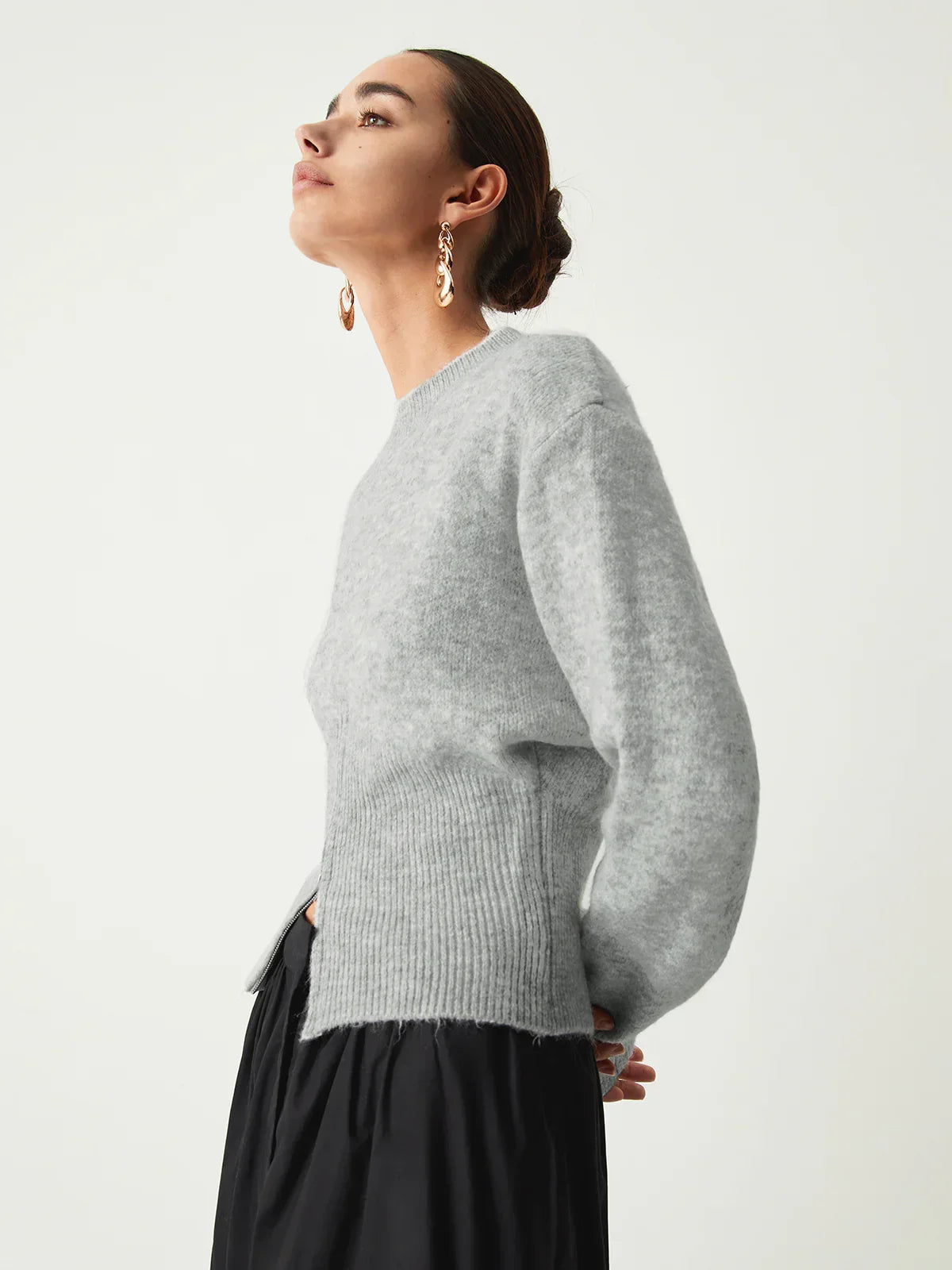 Half Zip Fuzzy Sweater - LA FEMME WANDERER
