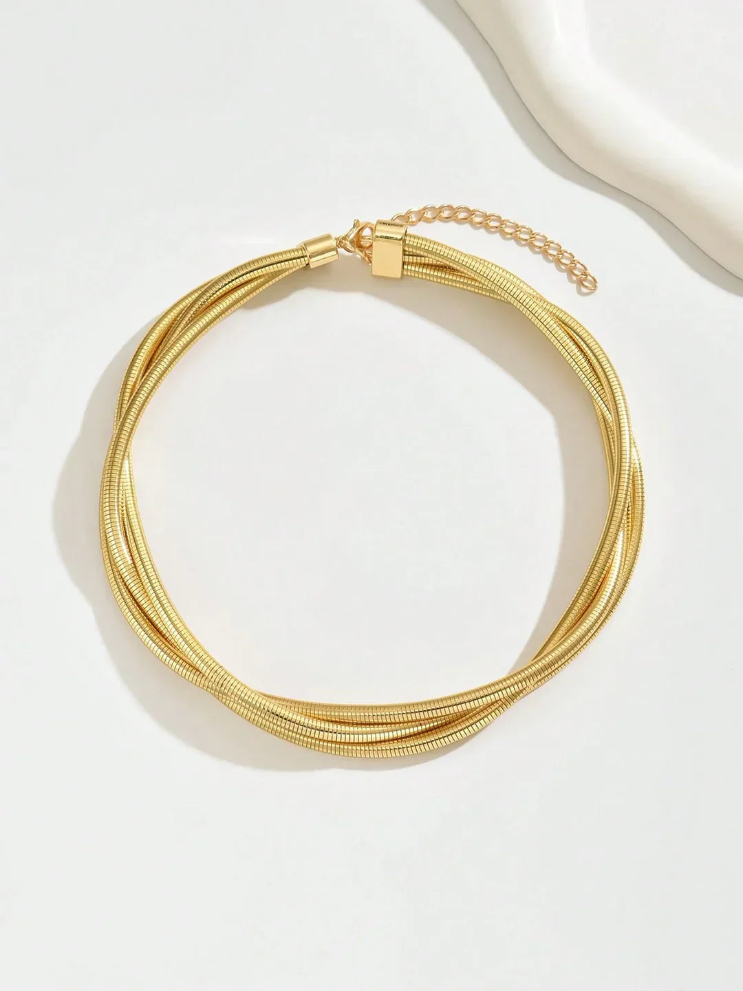 Triple-Layered Gold-Tone Choker Necklace - LA FEMME WANDERER