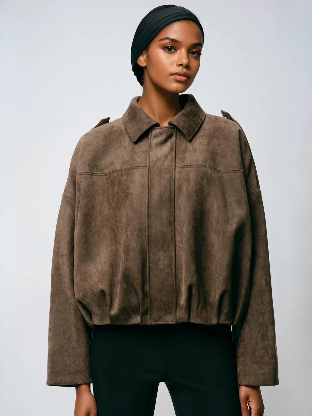 Batwing Sleeve Premium Textured Suede Pilot Jacket - LA FEMME WANDERER