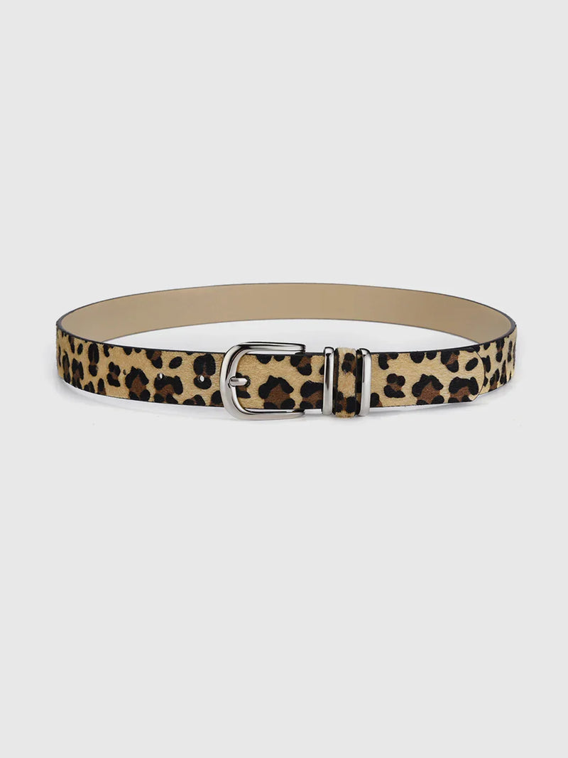 Vintage Style Leopard Printed Buckle Belt