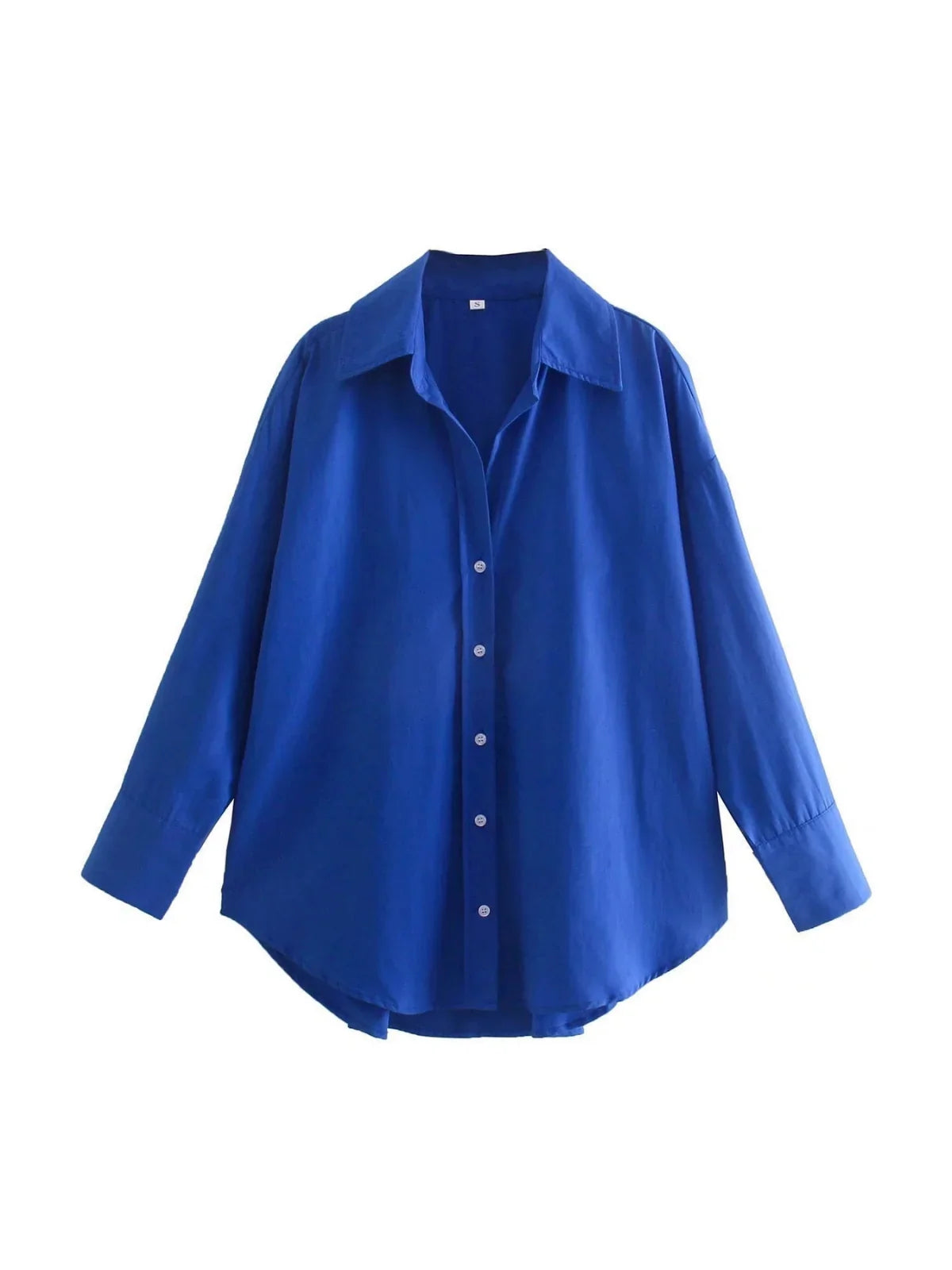 Buttoned Loose Navy Blue Shirt - LA FEMME WANDERER