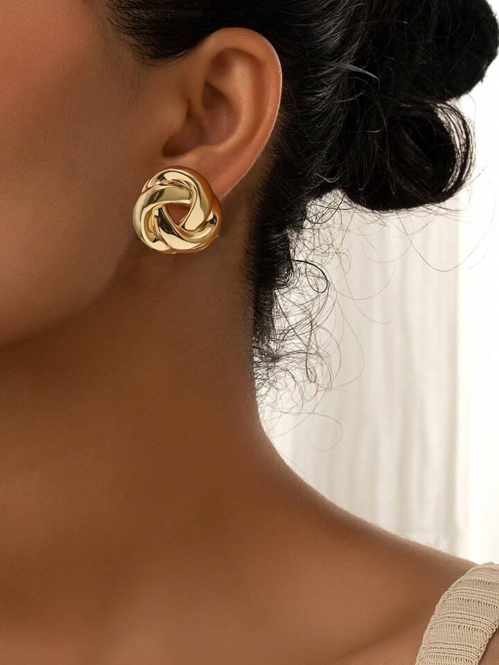 Twisted Gold Knot Stud Earrings