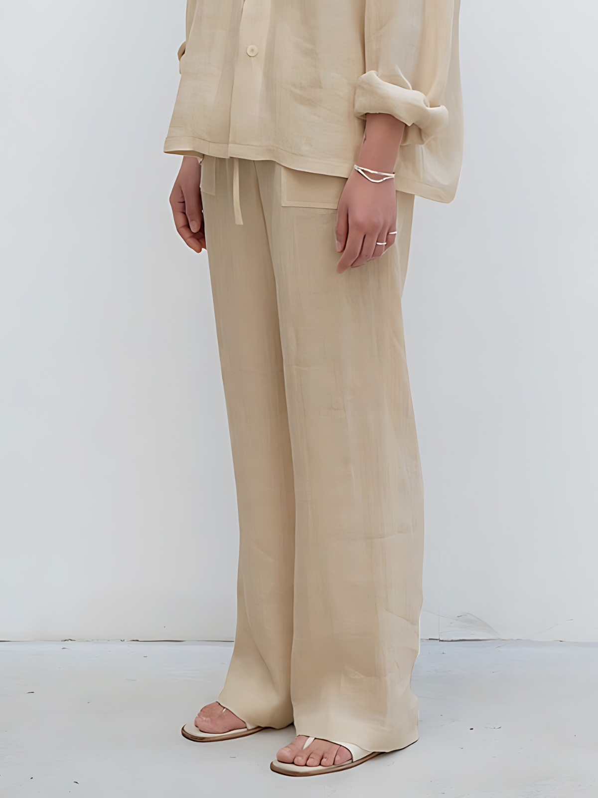 Linen High Waist Straight-Leg Pants - LA FEMME WANDERER