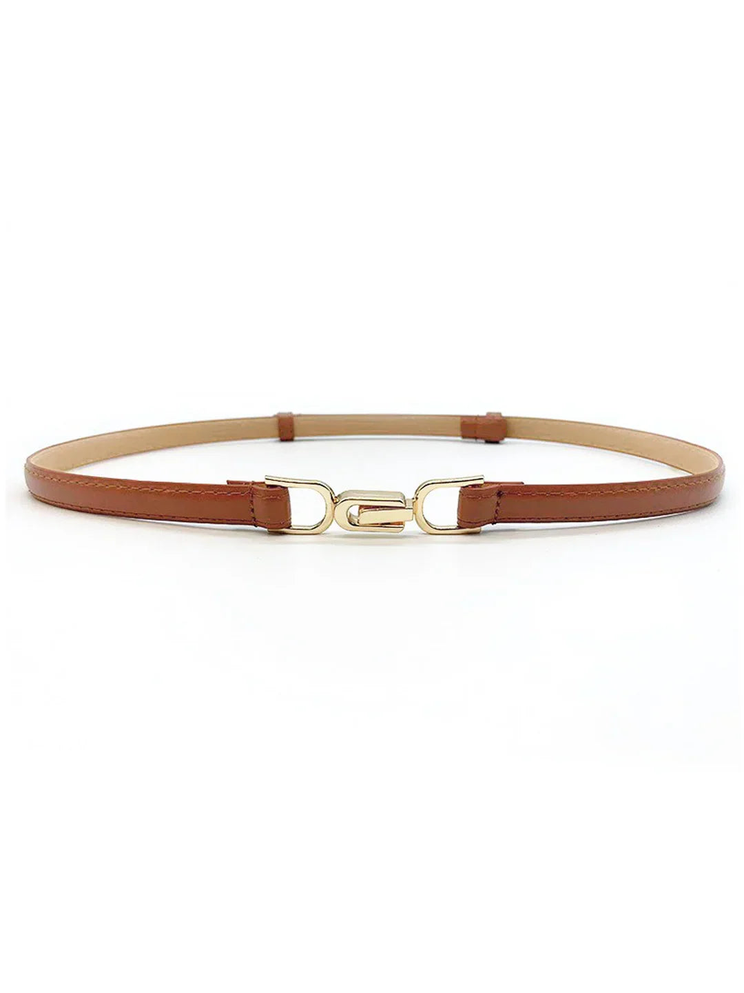 Minimalist Black Waist Belt with Gold Chain-Link Detail - LA FEMME WANDERER