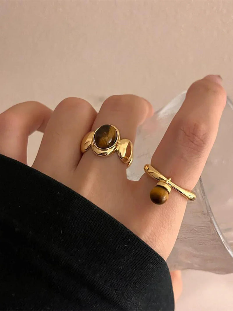 Vintage-Inspired Brown Stone Ring