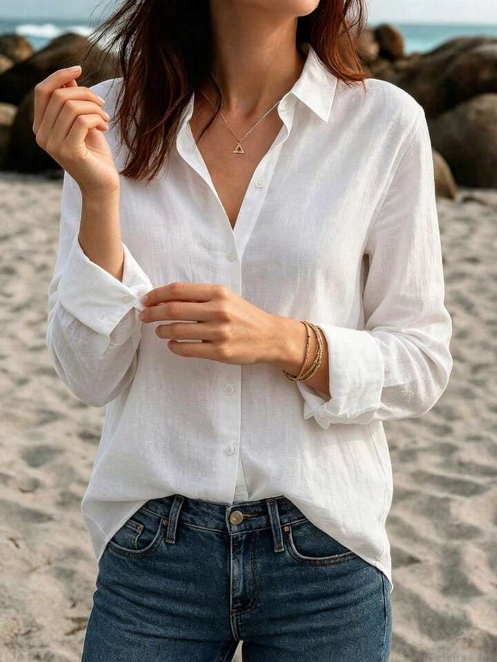 Classic Style Casual Button Down Long Sleeve Shirt