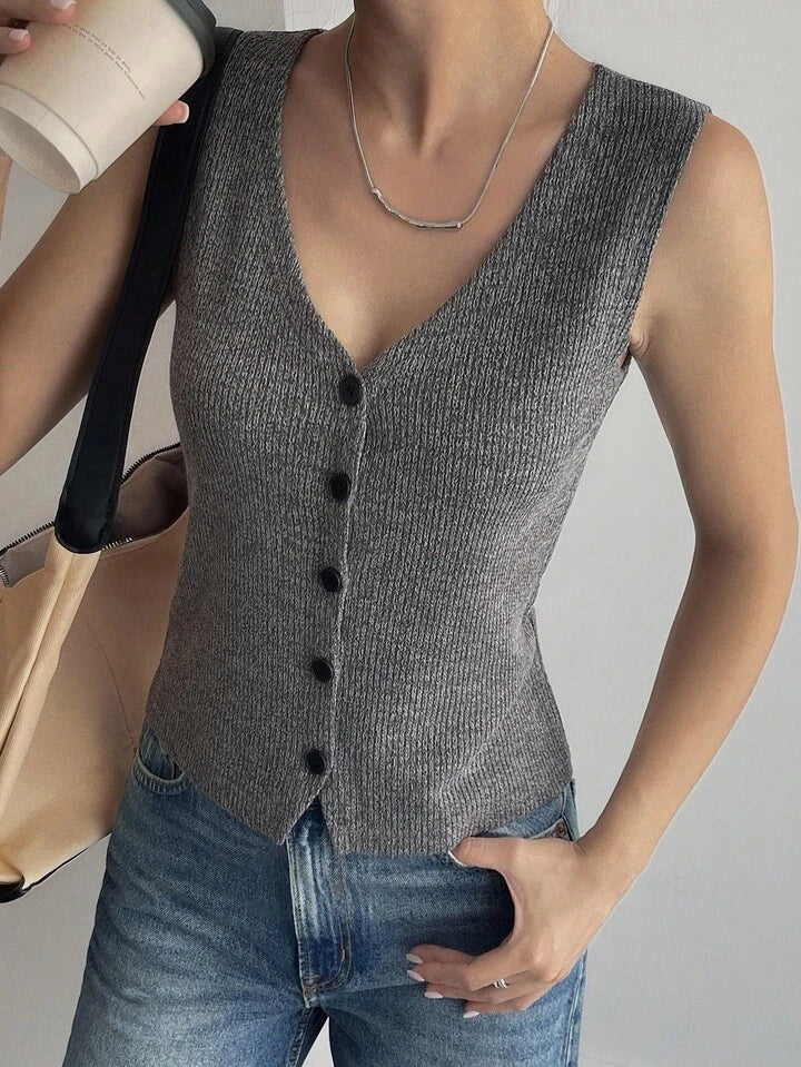 Everyday Chic V-Neck Sleeveless Knit Top