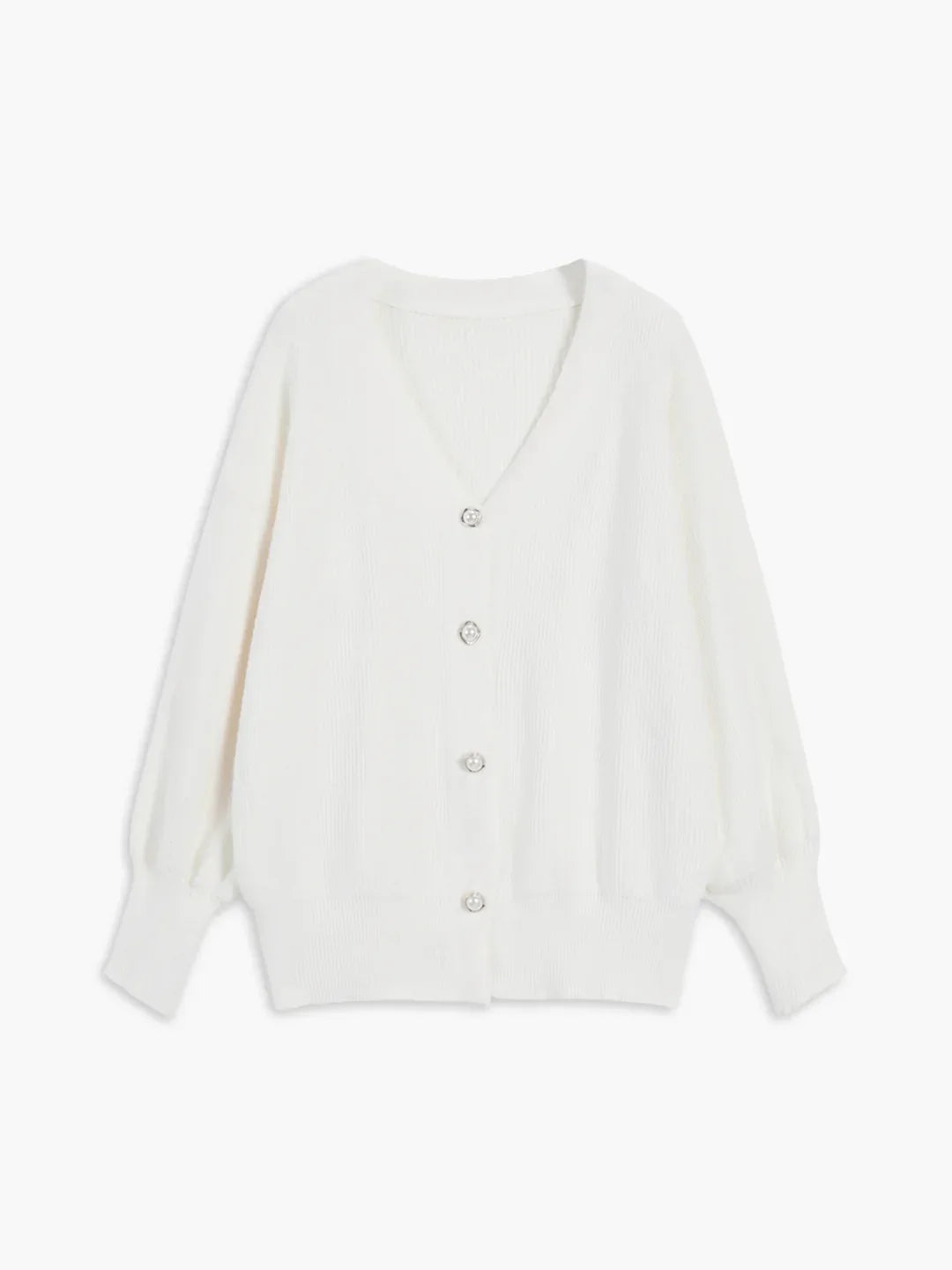 Solid Color Long-sleeved Pearl Oversized Cardigan - LA FEMME WANDERER