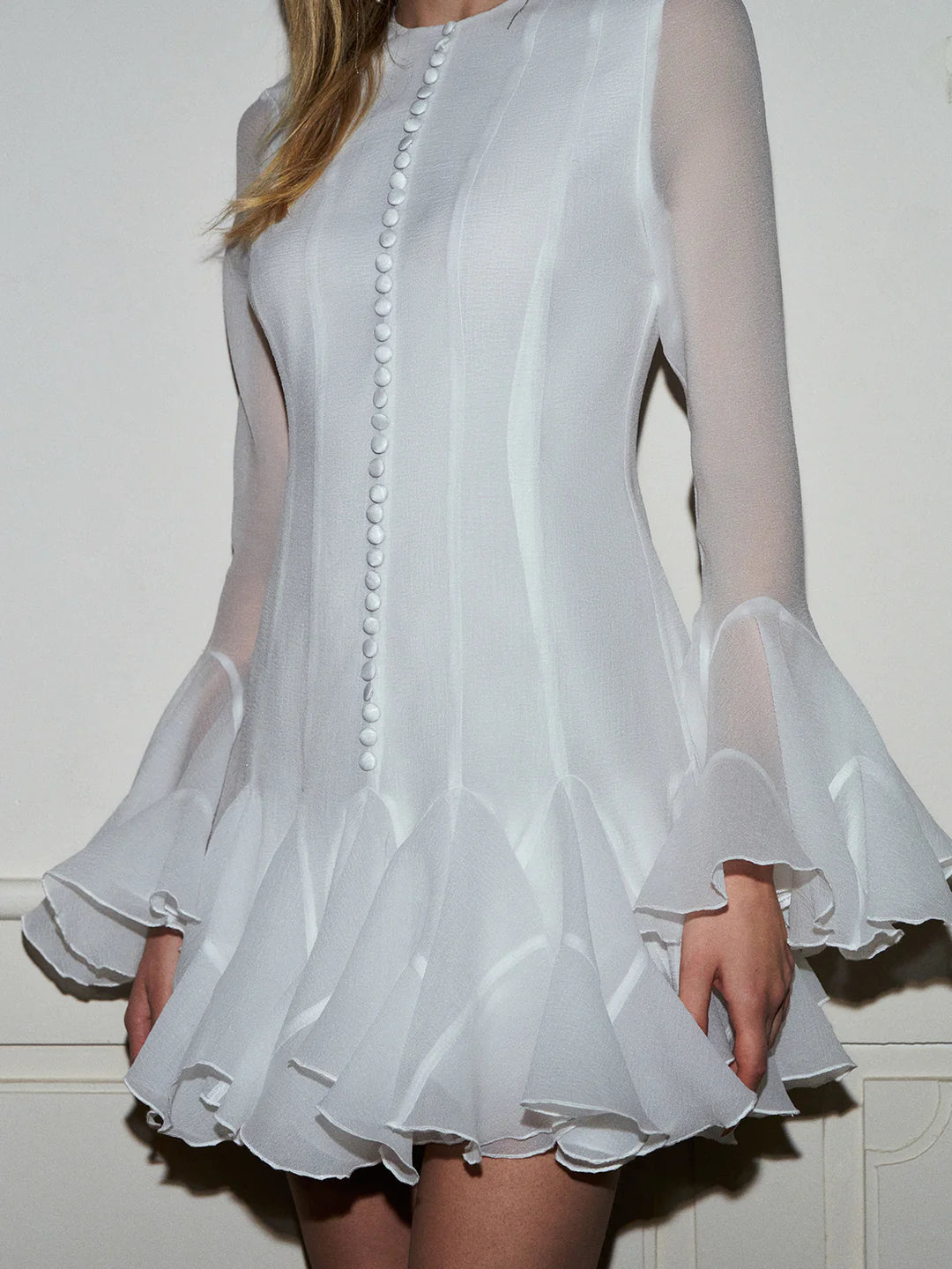 Always In Love Ruffle Sheer Dress - LA FEMME WANDERER