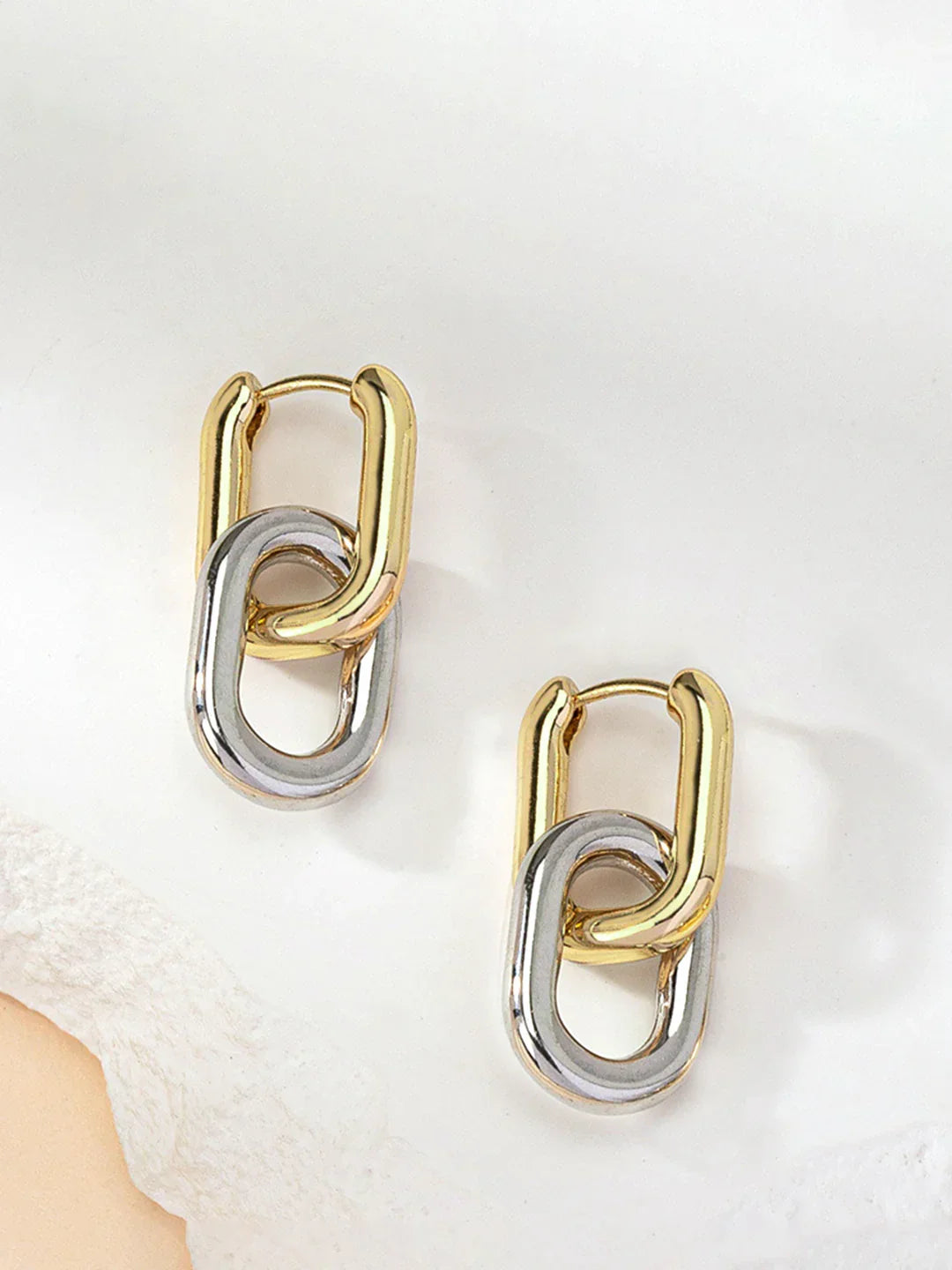 Lantern Ring Two-Tone Hoop Drop Earrings - LA FEMME WANDERER