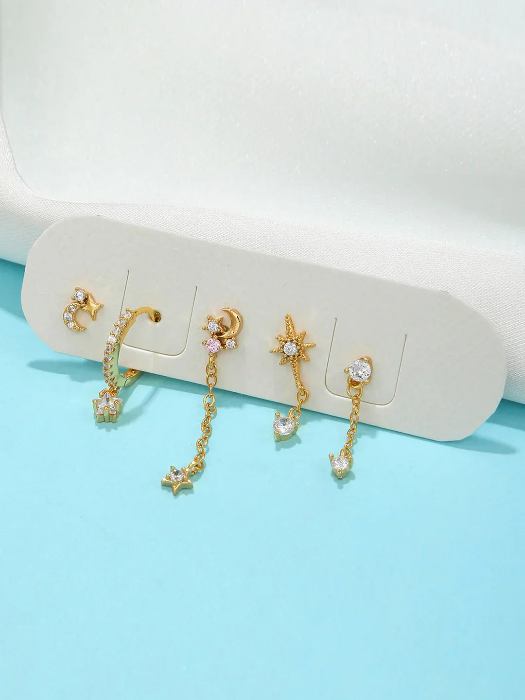 Casual Style Stars and Moon Earrings-5 Pieces - LA FEMME WANDERER