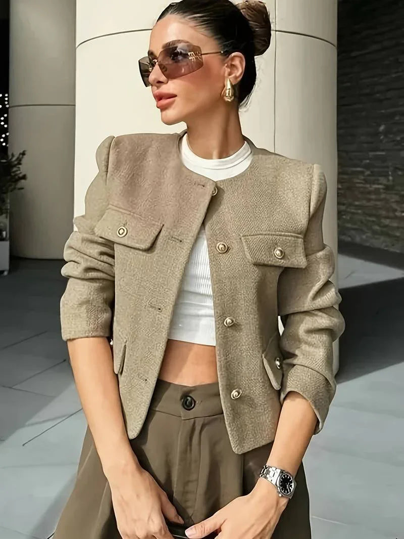 Classic Style Olive Green Cardigan - LA FEMME WANDERER