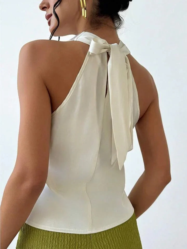 Always Elegant Halter Neck Backless Top - LA FEMME WANDERER