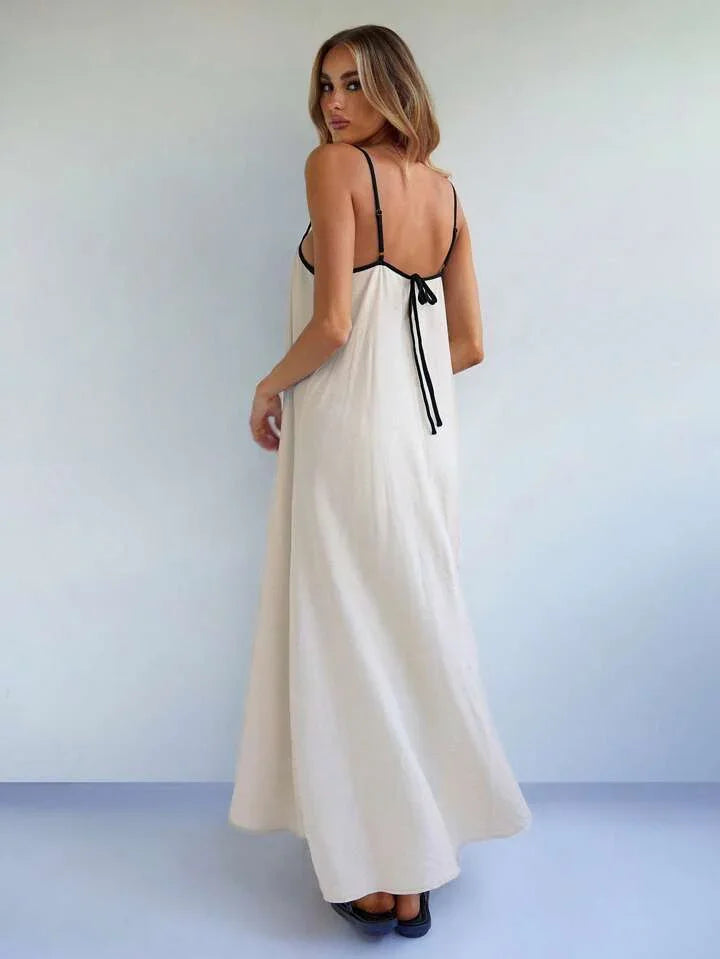 Elegant Style Casual Loose Contrast Color Strap Dress - LA FEMME WANDERER