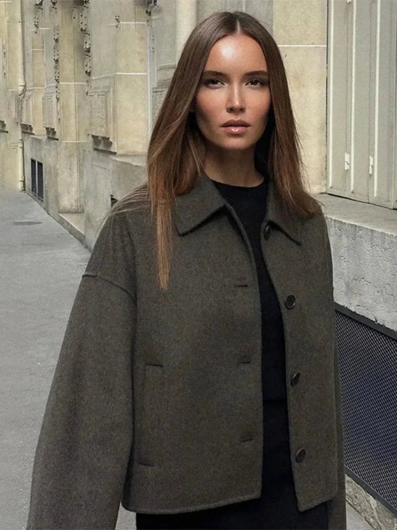 Taupe Woolen Short Coat