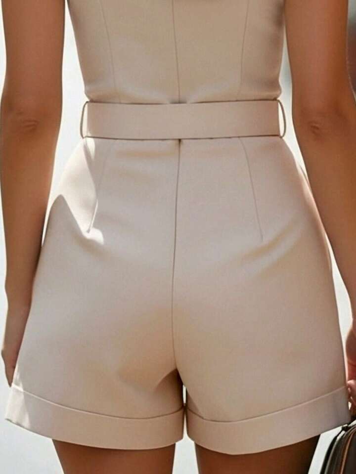 Chic Belted Shorts Jumpsuit – Effortless Old Money Inspired Outfit