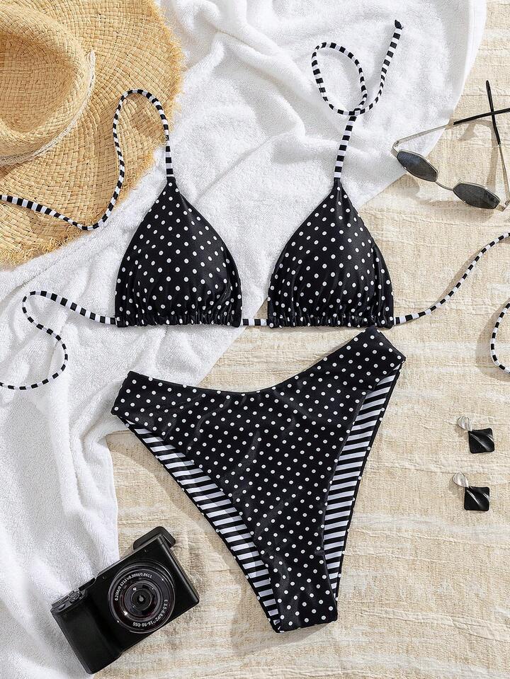 Zestaw bikini inspirowany stylem vintage – stroje kąpielowe gotowe do użytku w ośrodku