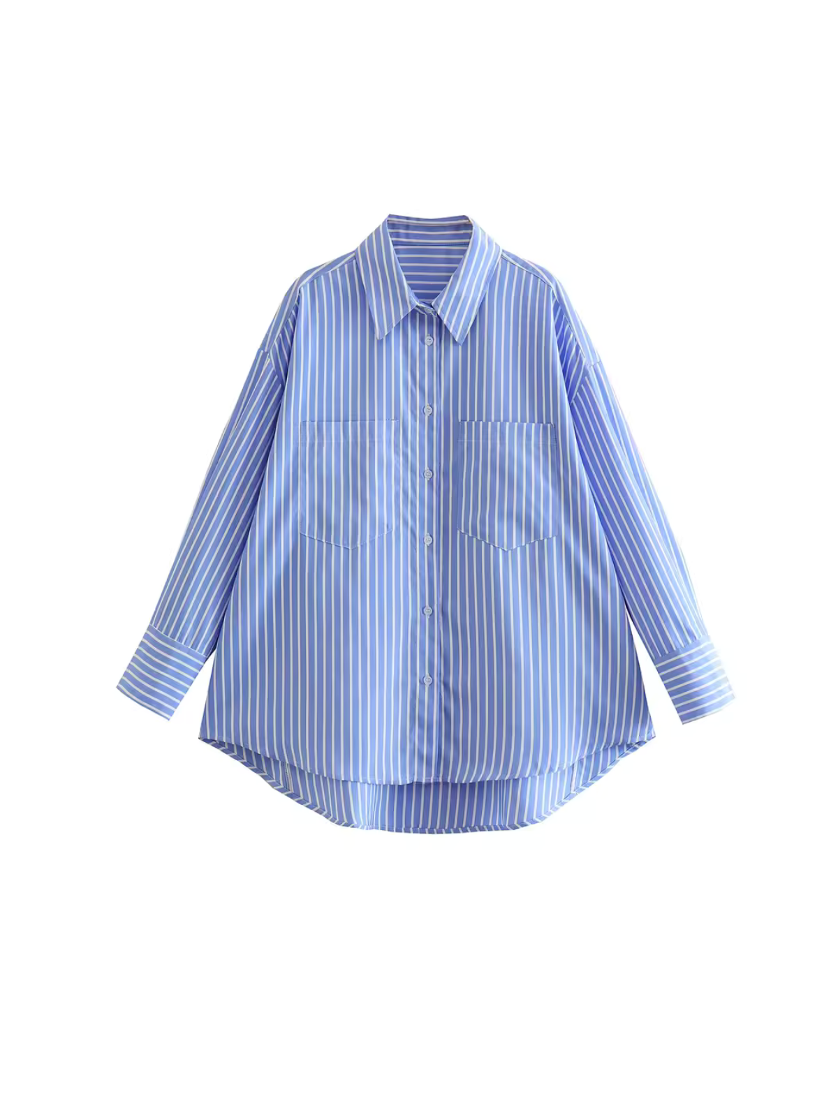 Casual Loose Mid-length Striped Shirt - LA FEMME WANDERER