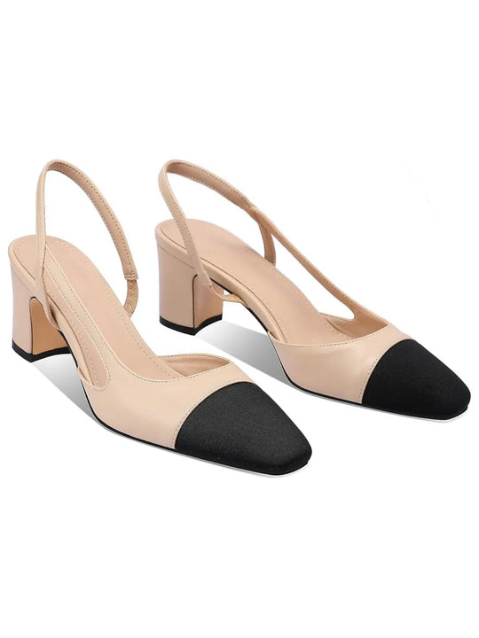 Klasyczne dwukolorowe buty na obcasie typu slingback