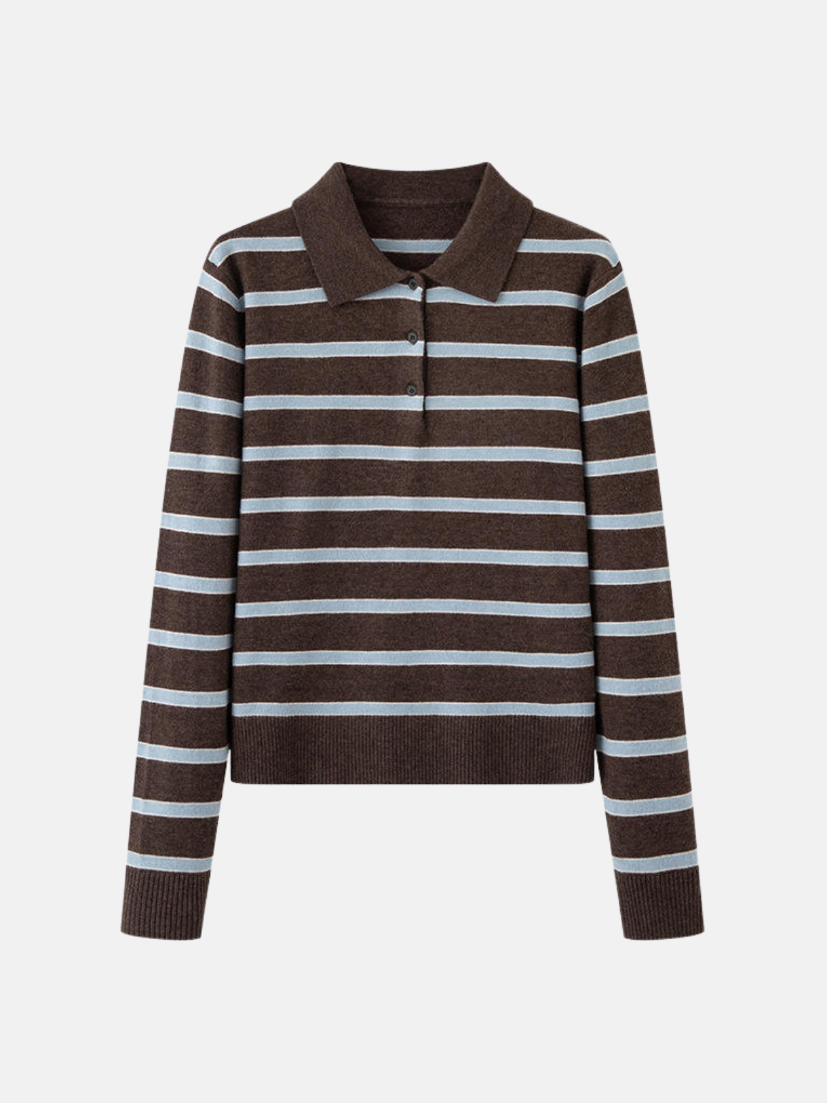Striped Polo Collar Knit Sweater