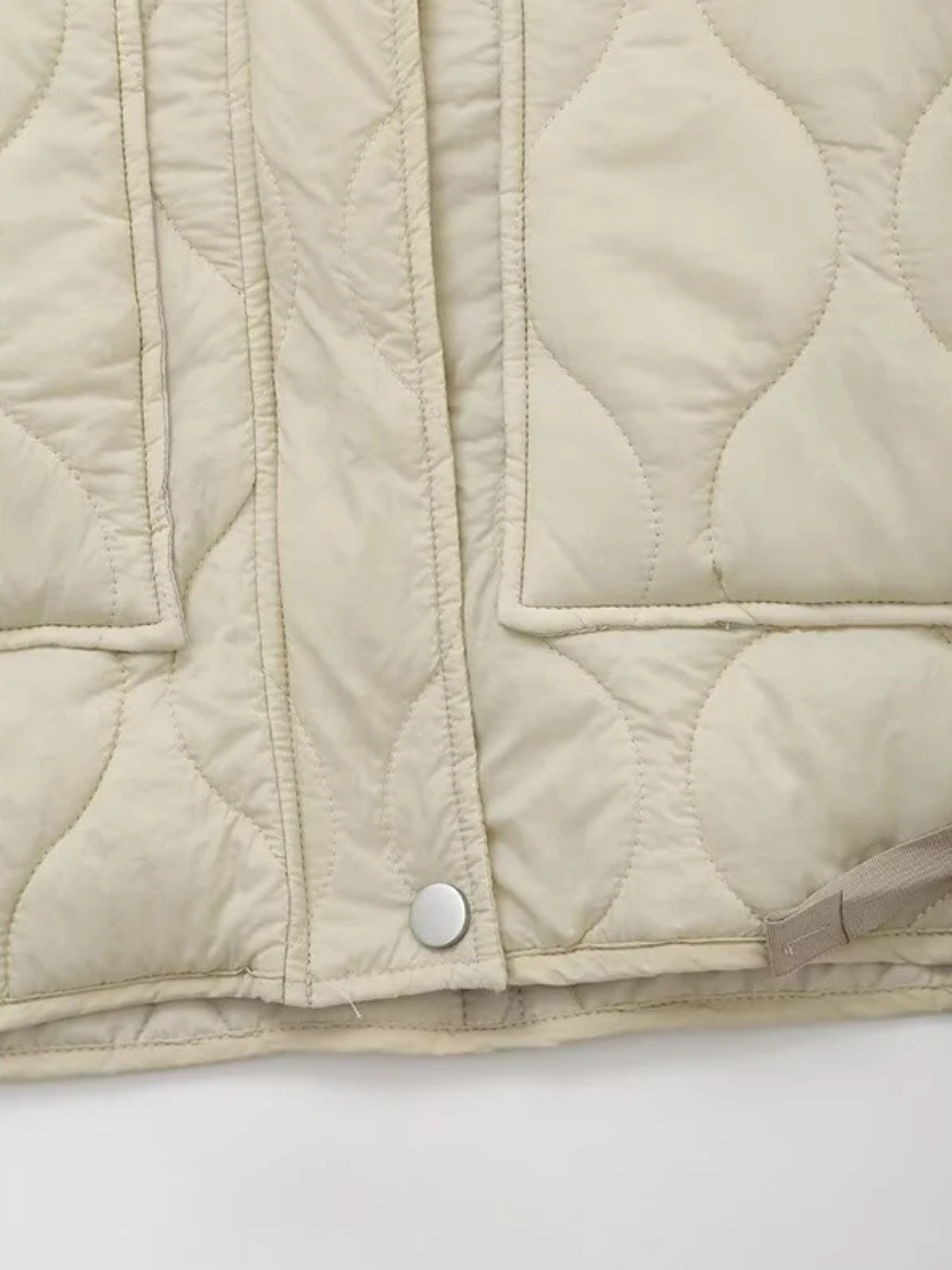 Quilted Bow Neck Jacket With Pockets