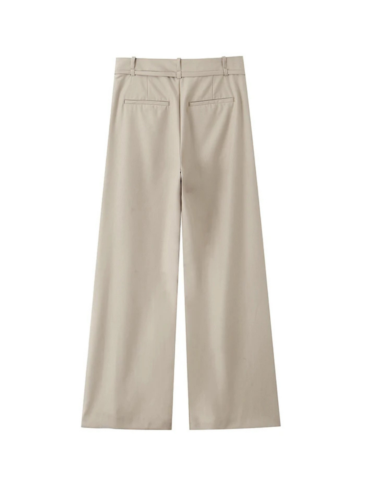 Women High Waist Pleated Wide Leg Belted Office Pants