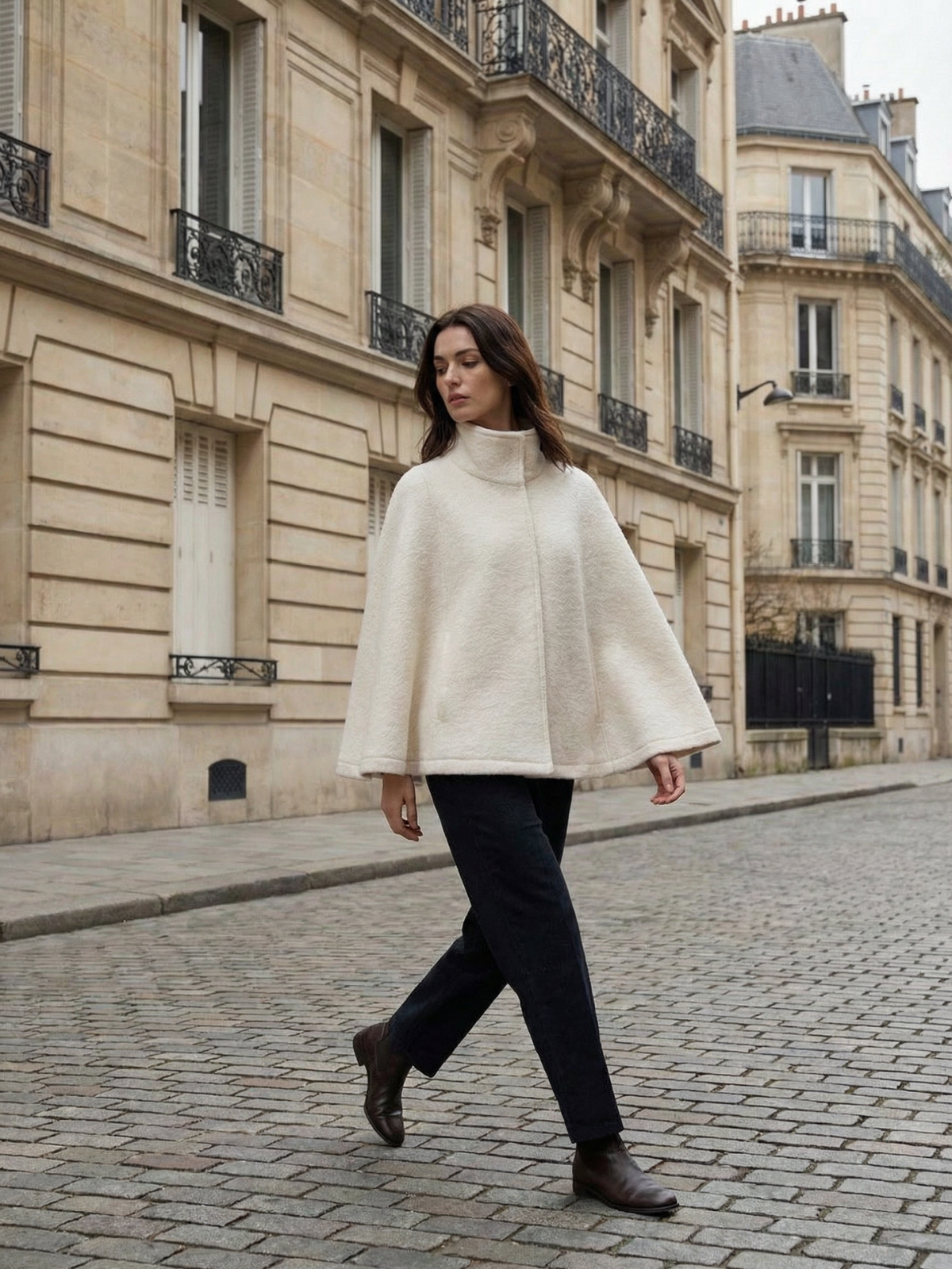 Kurtka Teddy Cape z zamkiem błyskawicznym z przodu i stójką