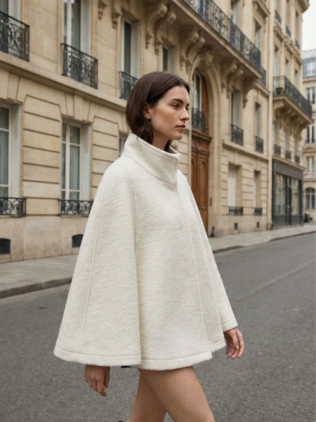 Kurtka Teddy Cape z zamkiem błyskawicznym z przodu i stójką