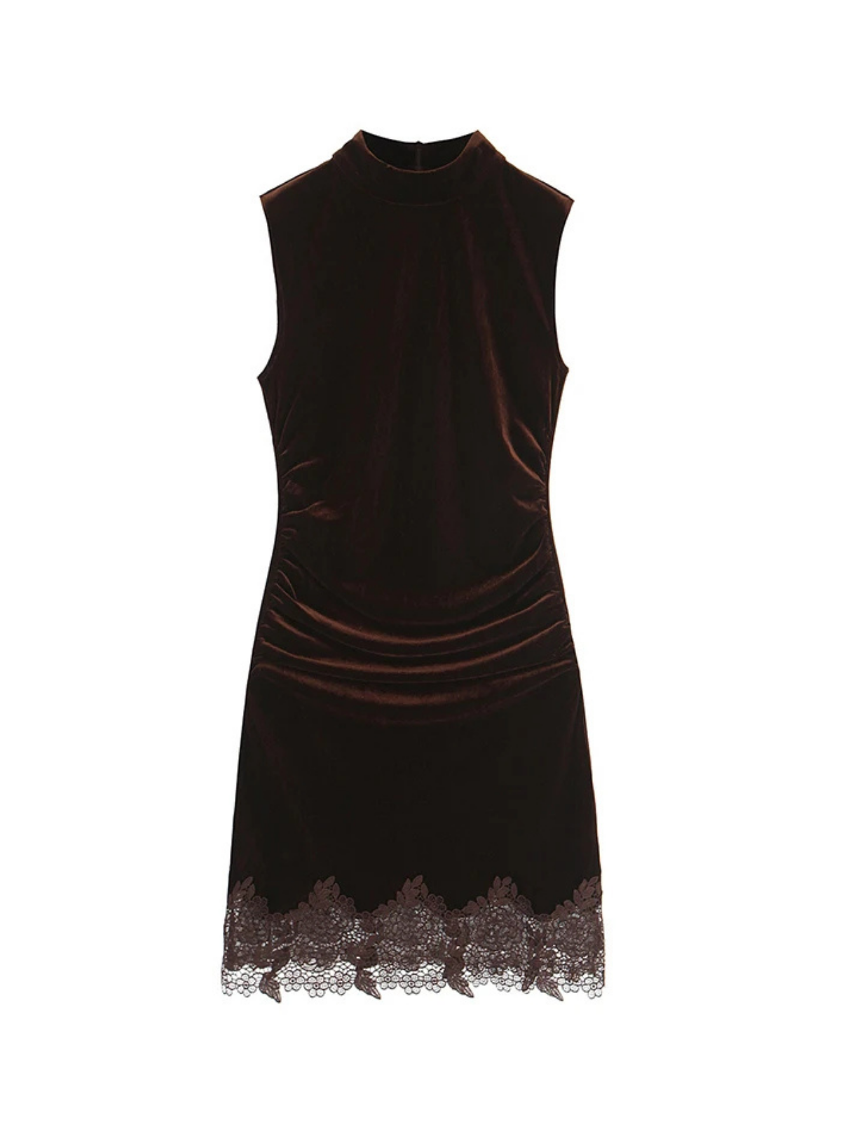 Velvet Lace Side Draped Mini Dress