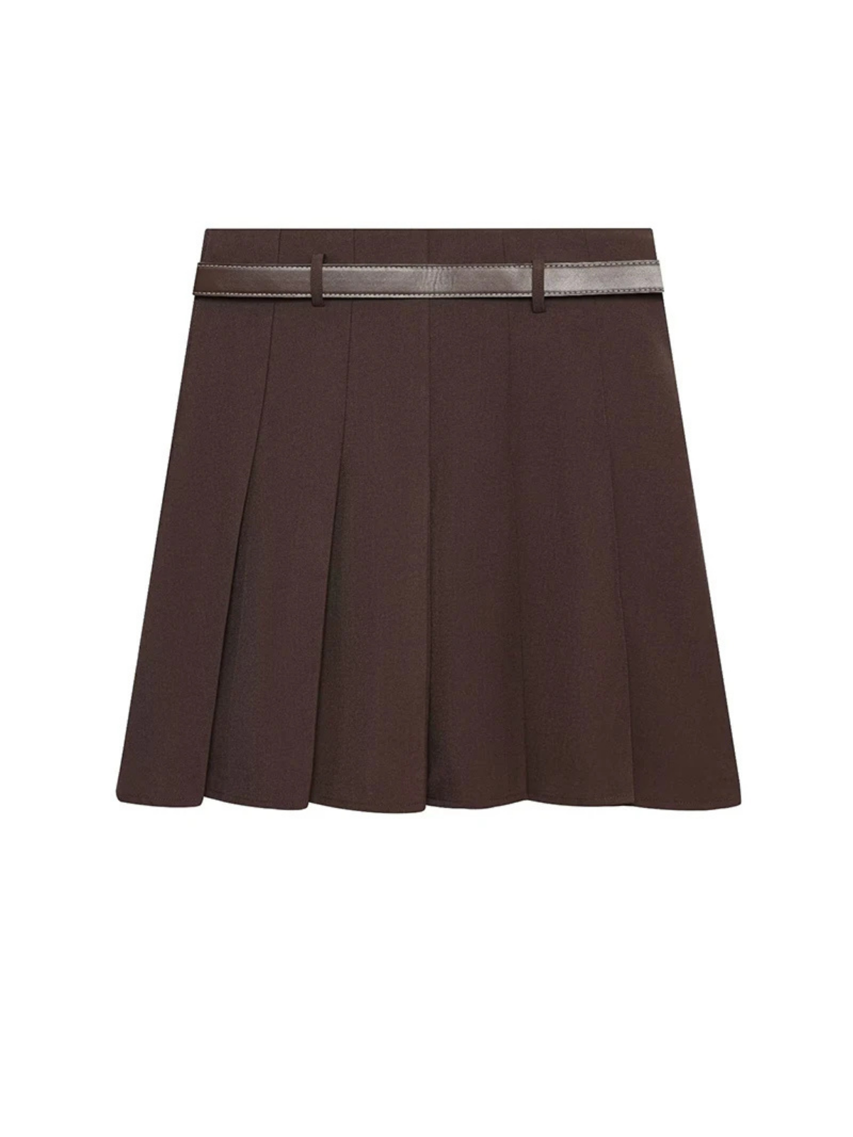Belted High Waist Pleated Mini Skirt