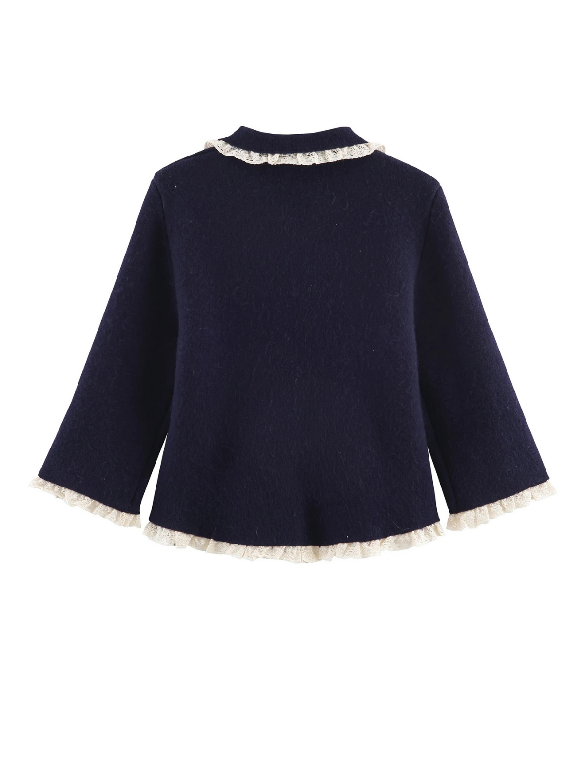 Retro Lace Collar Knit Cardigan Coat For Women With Long Sleeves