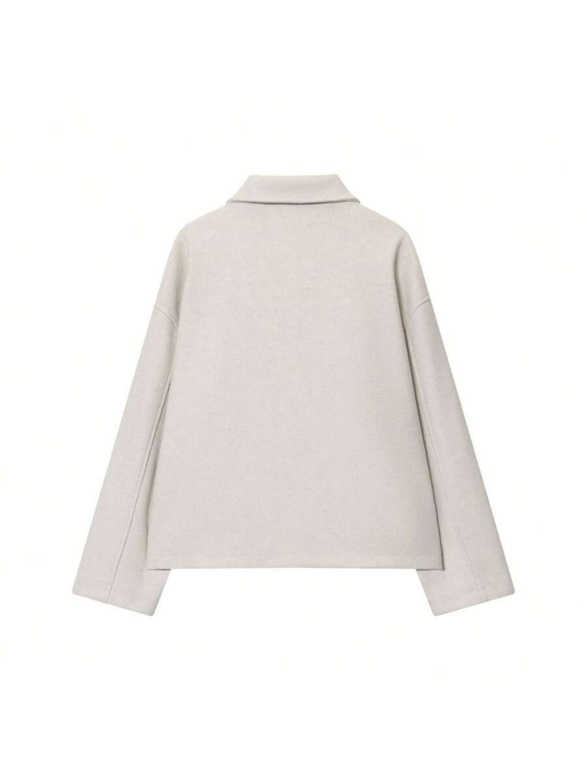 Jesienna minimalistyczna kurtka z mieszanki wełny z zamkiem błyskawicznym i klapami