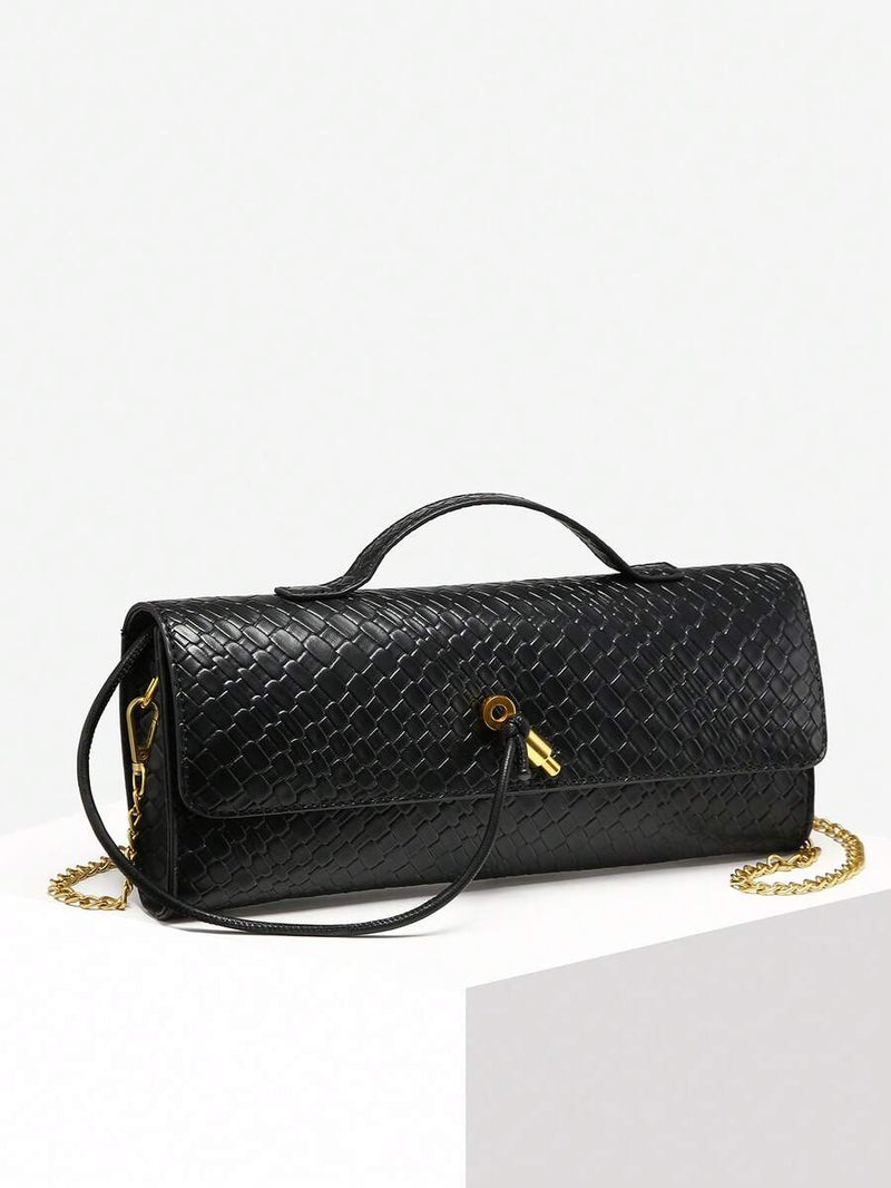 Woven Texture Kisslock Clutch Evening Bag