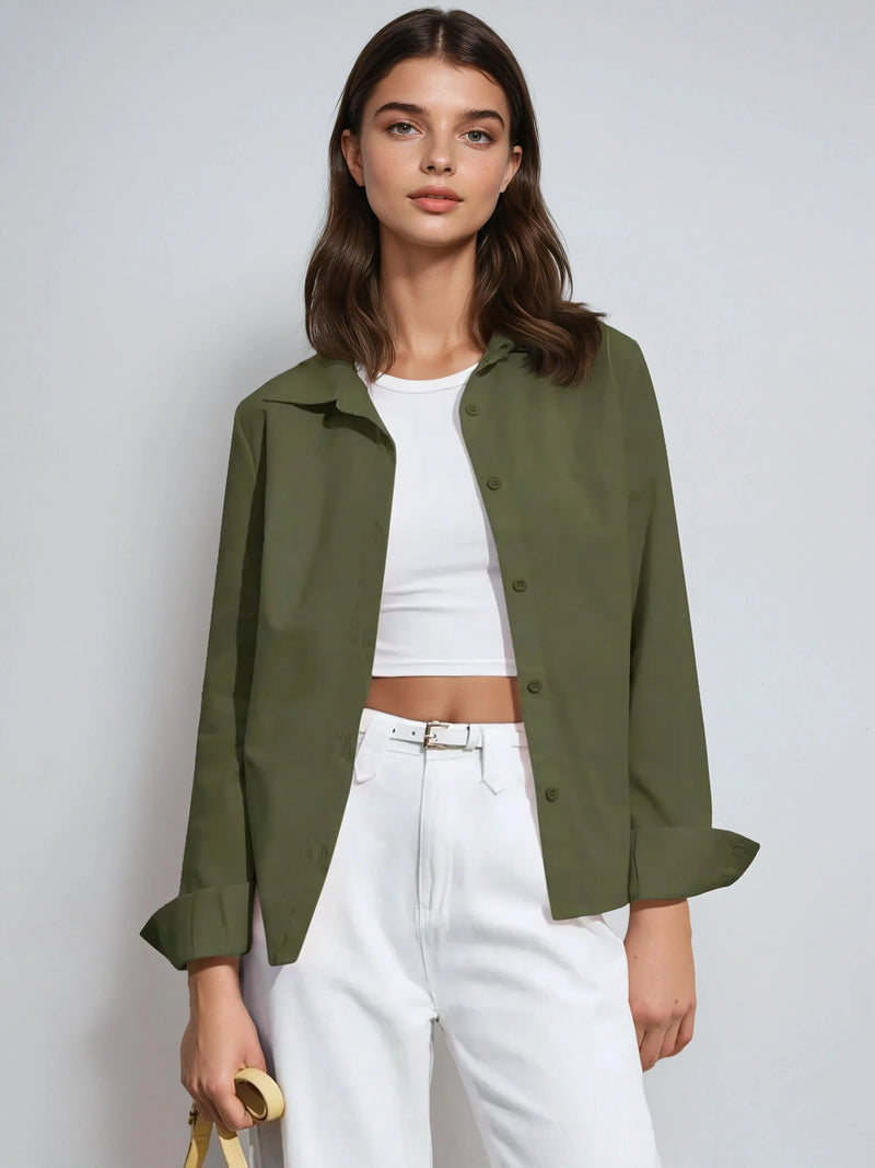 Koszula z klapami i guzikami, casualowa, klasyczna kolekcja