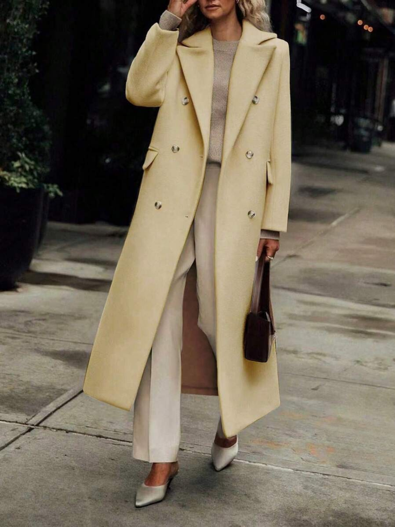 Klasyczny wełniany płaszcz dwurzędowy