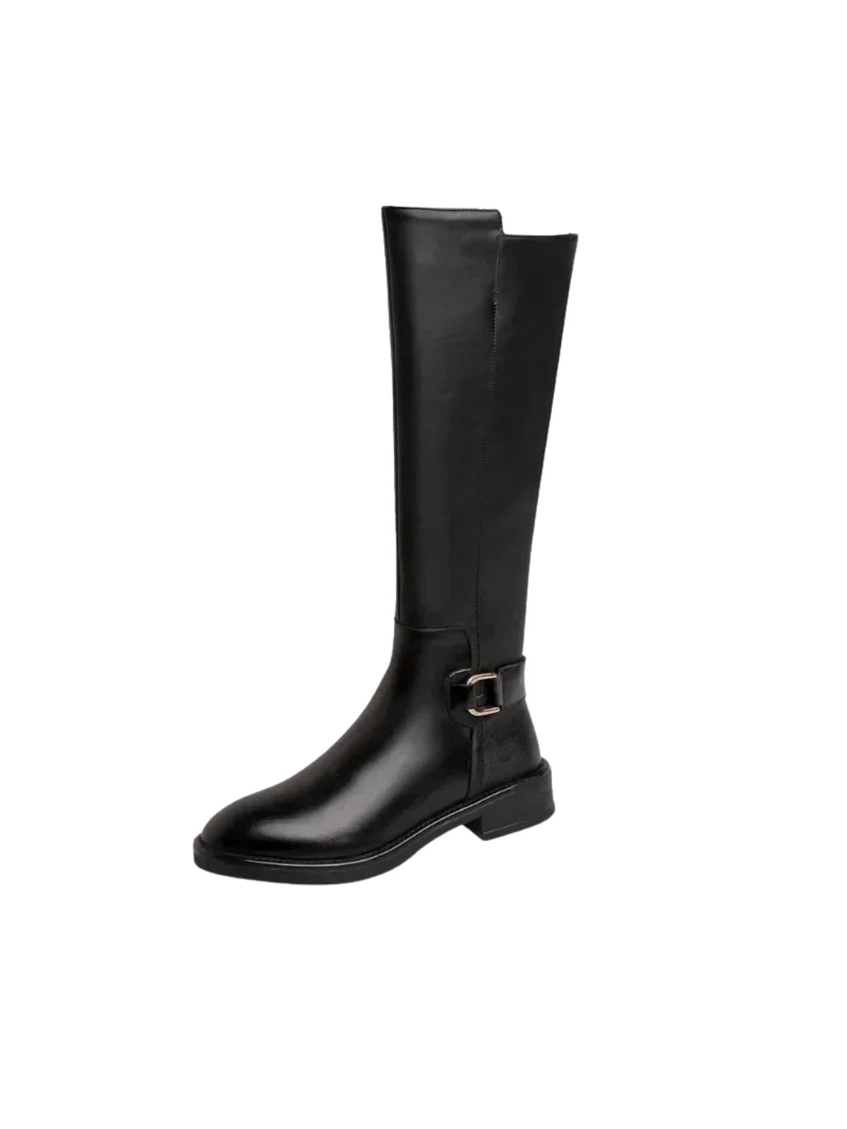 Kolanowe buty z klamrą z klamrą maskową czarną matową matką