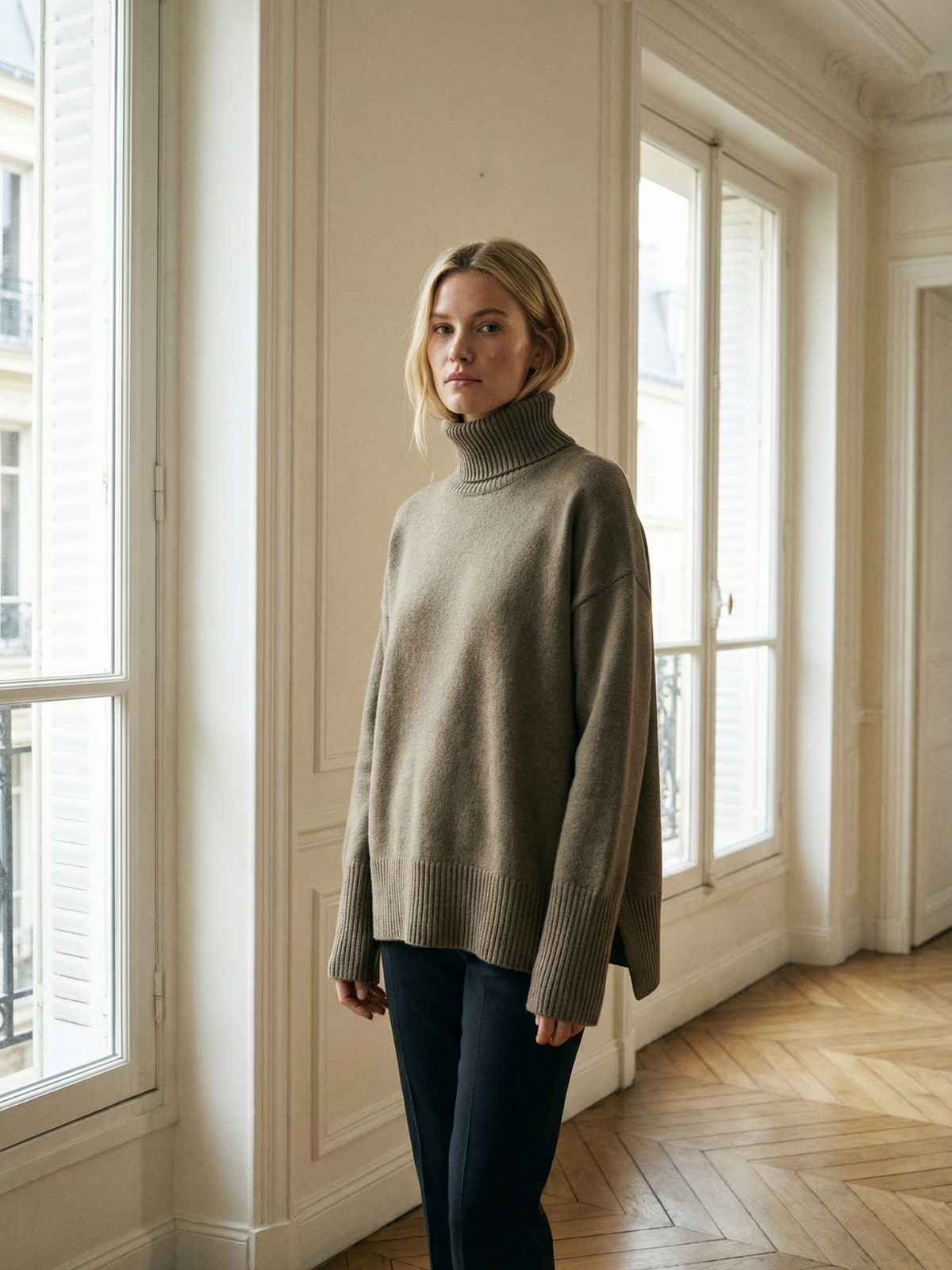 Przytulny zimowy sweter z golfem