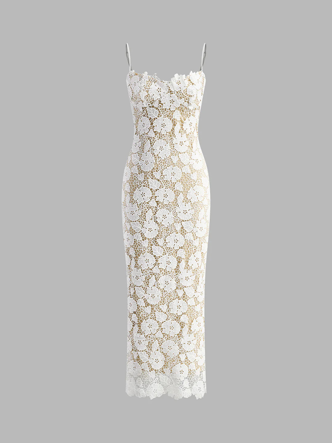 Semi-Sheer Double Layer Lace Cami Dress - LA FEMME WANDERER