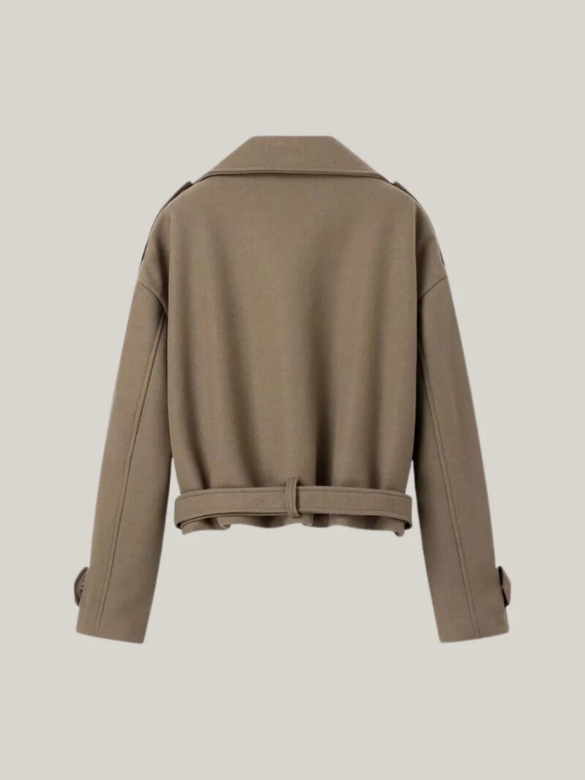 Belted Collar Wool Blend Coat - LA FEMME WANDERER