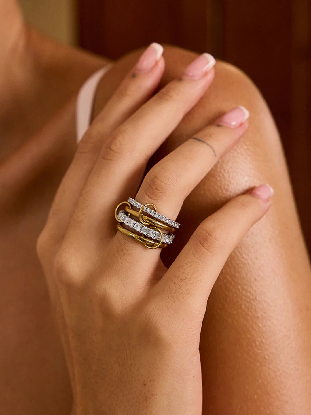 Stacked Cubic Zirconia Ring Gold Plated - LA FEMME WANDERER